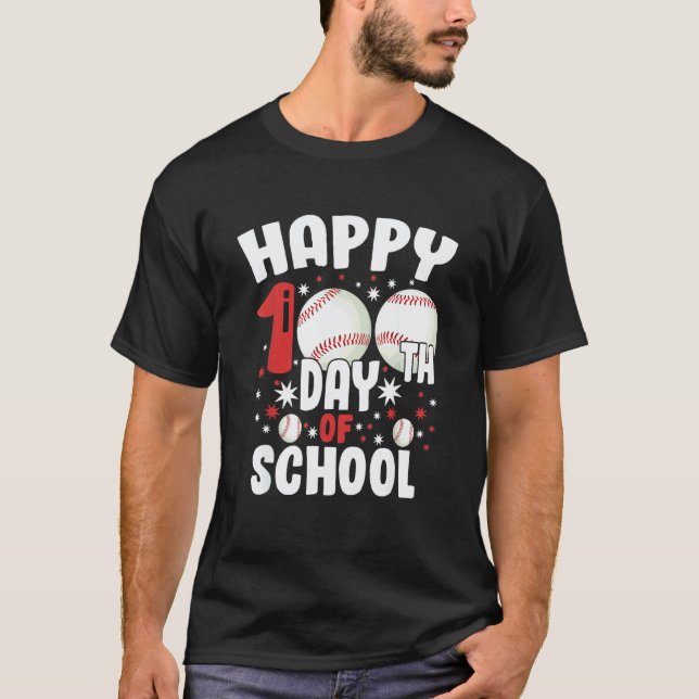 100 dagars skolkläder 100:e dagens baseboll-teac t shirt (Framsida)