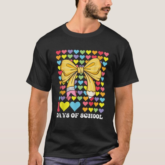 100 dagars skolkokvettbås Hearts 100 dagar T Shirt (Framsida)