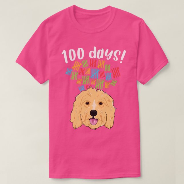 100 dagars skolkostrumsbarn Hund Doodle 1 T Shirt (Design framsida)