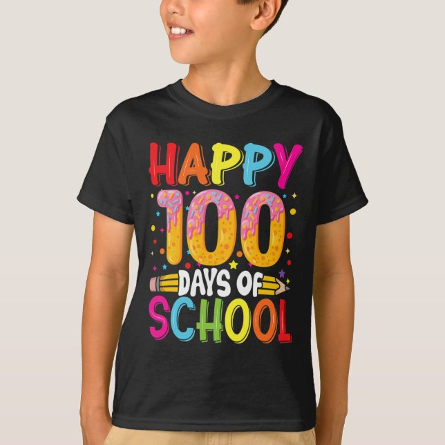 100 dagars skollärarbarnsdag i Lycklig 5 T Shirt (Framsida)