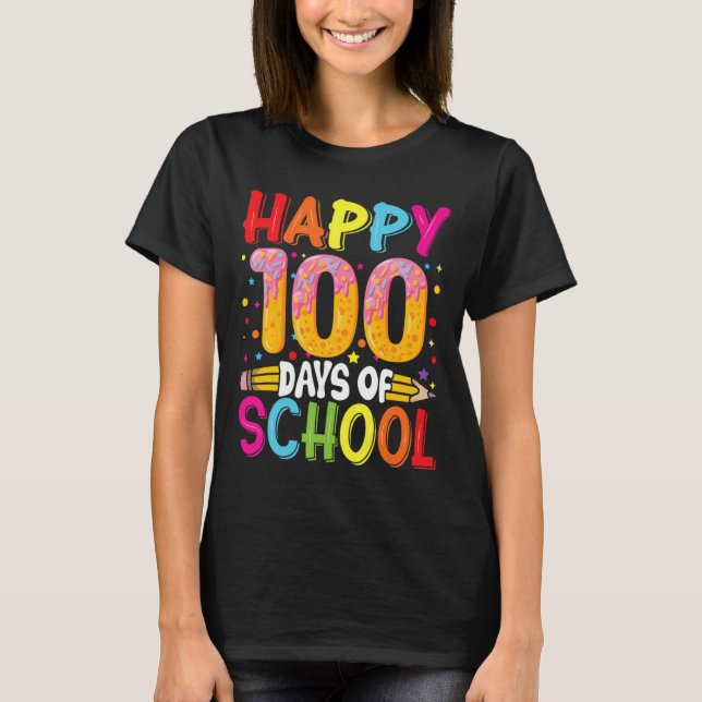 100 dagars skollärarbarnsdag i Lycklig 5 T Shirt (Framsida)
