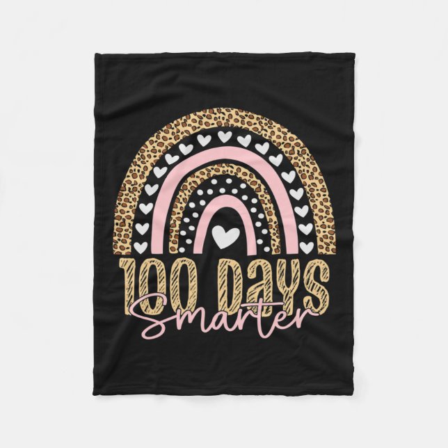 100 dagars skollärardag 100 dagar Regnbåge Leopa Fleecefilt (Framsidan)