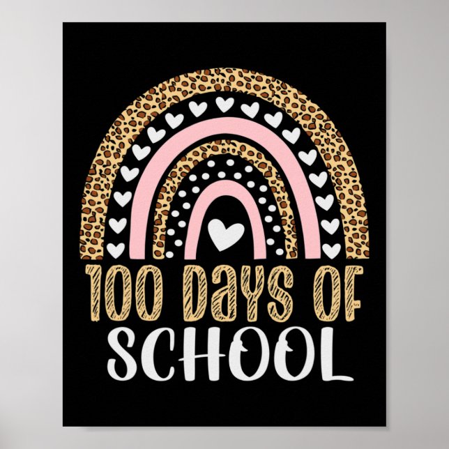 100 dagars skollärardag 100 dagar Regnbåge Leopa Poster (Framsidan)