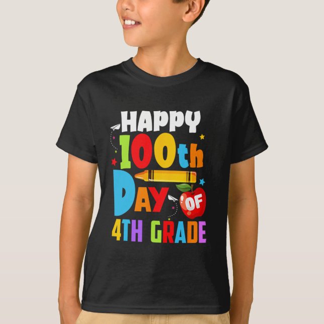 100 dagars skollärartid 100 dagar fjärde Klass T Shirt (Framsida)