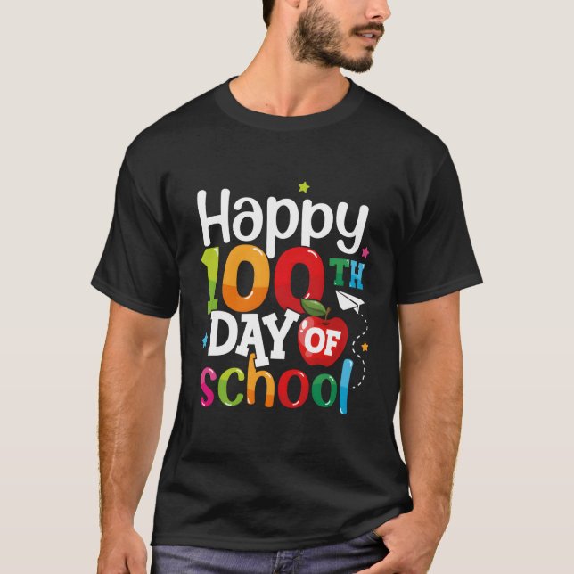 100 dagars skollärartid i Lycklig 100 dagar T Shirt (Framsida)