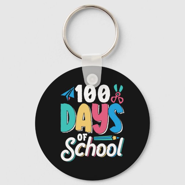 100 dagars skolmatsalspupel för barn i skolklass nyckelring (Framsida)