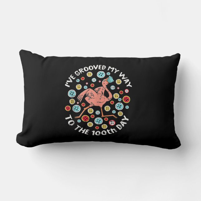 100 dagars skolmatta Groove Flamingo Ansikte Lumbarkudde (Framsida)