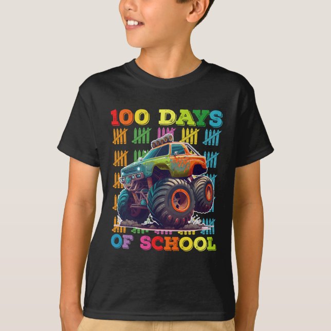 100 dagars skolmonster Lastbil Lärare Student T Shirt (Framsida)