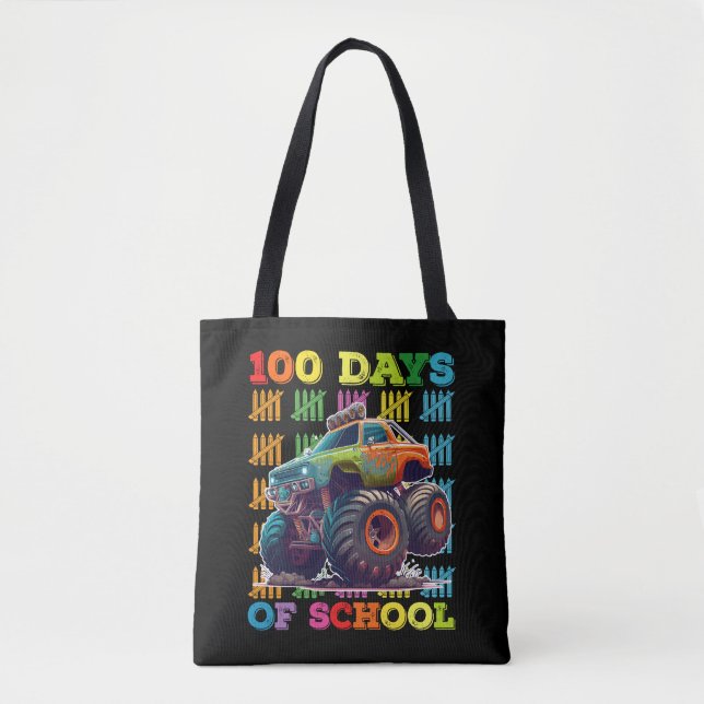 100 dagars skolmonster Lastbil Lärare Student Tygkasse (Framsida)