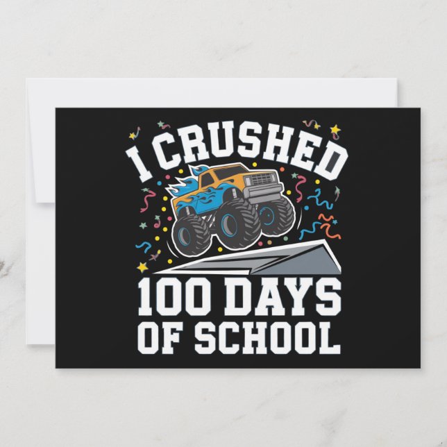 100 dagars skolmonstertruck 100:e skoldagen inbjudningar (Framsida)