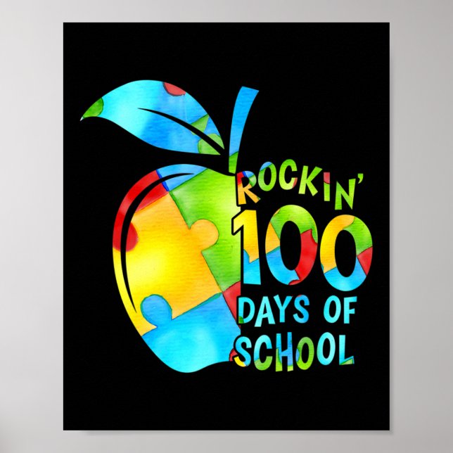 100 dagars skolpuzzeläppelautism poster (Framsidan)