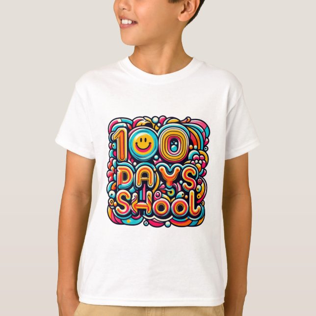 100 dagars skolresa - handritad Firande T Shirt (Framsida)