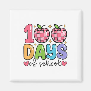 100 dagars skolretro Disco Lärare Kids Lycklig Magnet