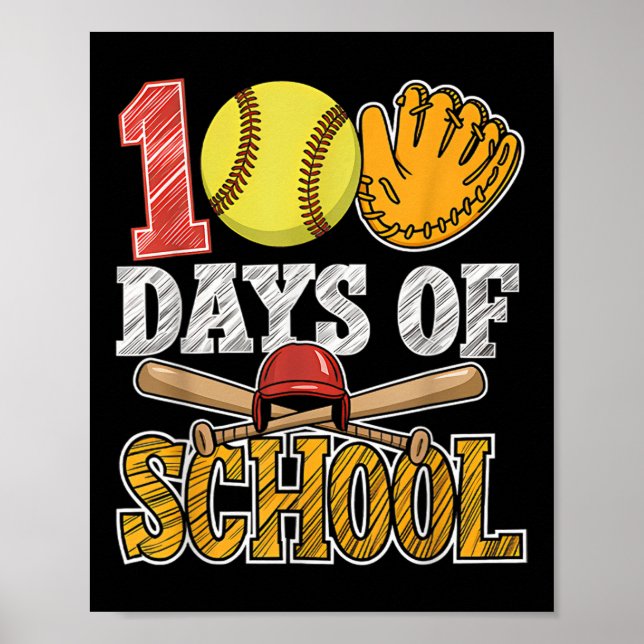 100 dagars skolsoftboll - 100 dagars idrott poster (Framsidan)