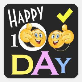 100 dagars skolstämpel fyrkantigt klistermärke