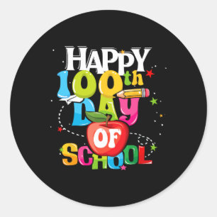 100 dagars skoltid i Lycklig 100-dagarsdagen i Sch Runt Klistermärke