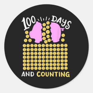 100 dagars skoltid och räknande barn från Gris myn Runt Klistermärke