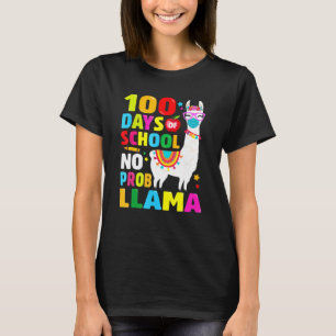 100 dagars skoltröja Inget Probllama Lama Ansikte  T Shirt