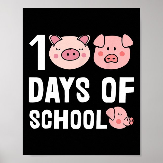 100 dagars skolundervisning i Tecknad Gris Cute St Poster (Framsidan)