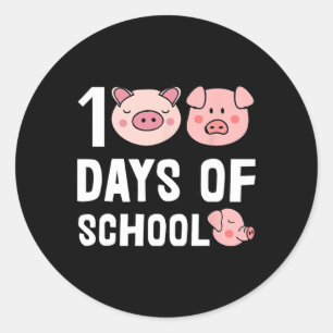 100 dagars skolundervisning i Tecknad Gris Cute St Runt Klistermärke