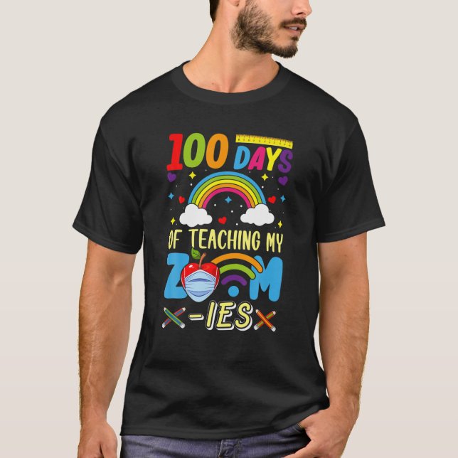 100 dagars skolundervisning Virtuellt min zoom-is T Shirt (Framsida)