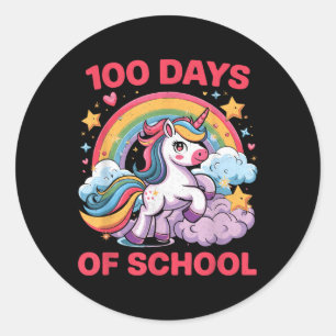 100 dagars skolUnicorn Girls Teacher 100 Runt Klistermärke