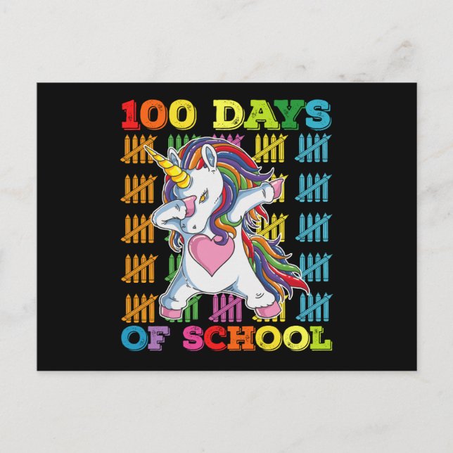 100 dagars skolUnicorn-lärare Vykort (Framsida)