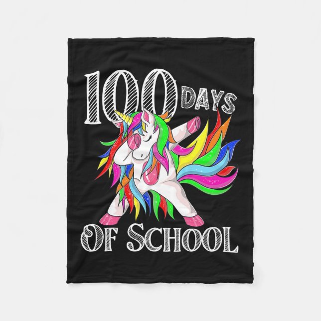 100 dagars skolUnicorn Lycklig Magic Teac Fleecefilt (Framsidan)
