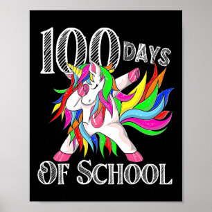 100 dagars skolUnicorn Lycklig Magic Teac Poster