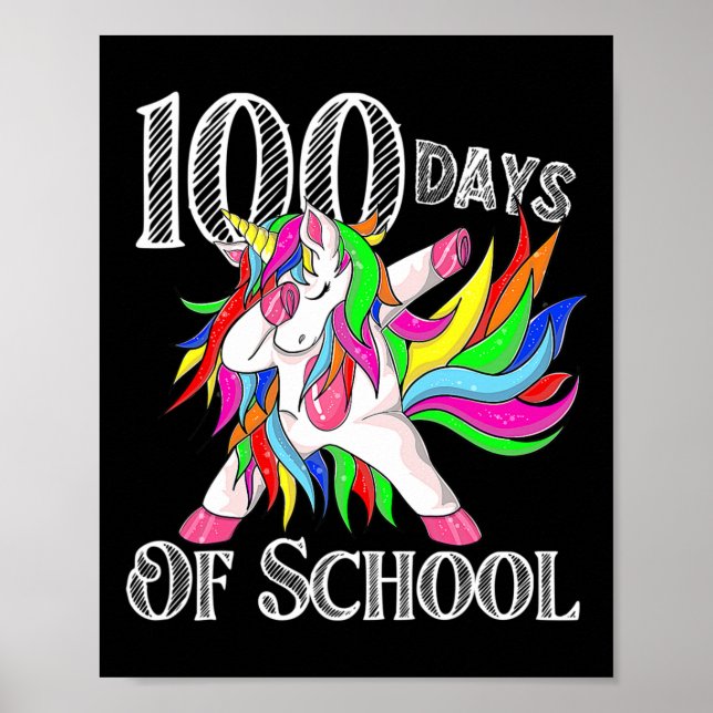 100 dagars skolUnicorn Lycklig Magic Teac Poster (Framsidan)