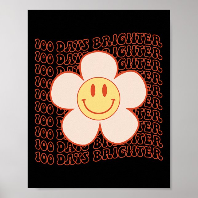 100 dagars skolupprustning Groovy Lycklig 100 daga Poster (Framsidan)
