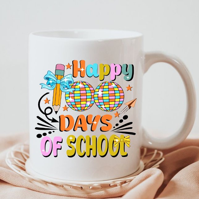 100 dagars skolutbildning - läraruppskattning kaffemugg (happy 100 days of school mug, teacher gift, teacher appreciation mugs)