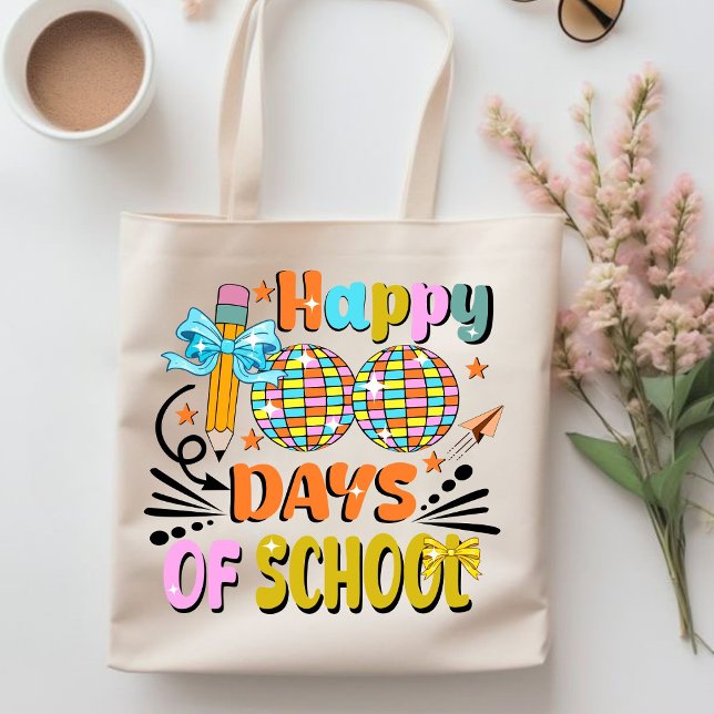 100 dagars skolutbildning - läraruppskattning tygkasse (happy 100 days of school tote bag, teacher gift, teacher appreciation tote bags, teacher)
