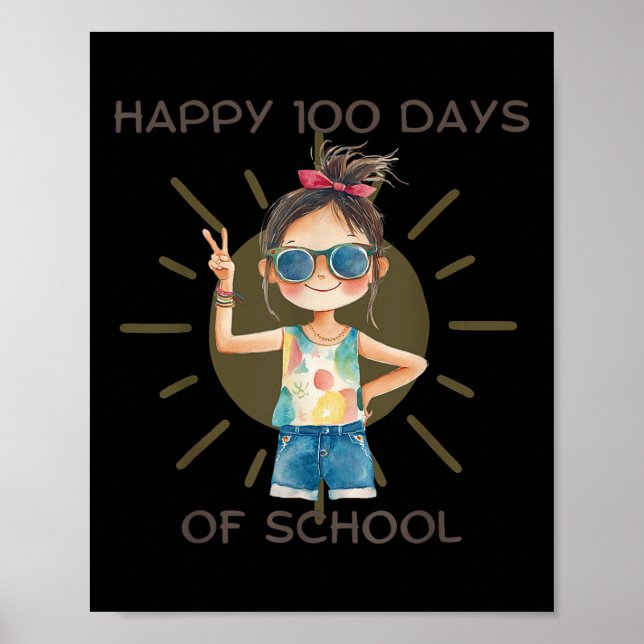 100 dagars skolutrustning för lärare och barn poster (Framsidan)