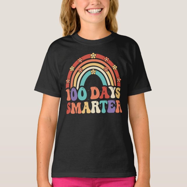100 dagars Smarter Retro Groovy 100 dagar i skolan T Shirt (Framsida)