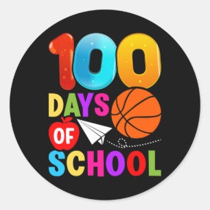 100 dagars Student Boys Girls Bysketbyll 100 dagar Runt Klistermärke