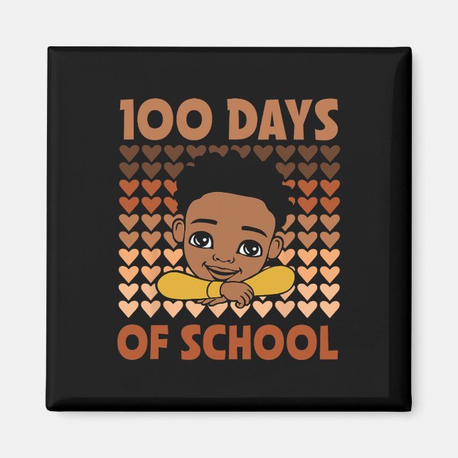 100 dagars svart Afro Boys Black History m Magnet (Framsidan)