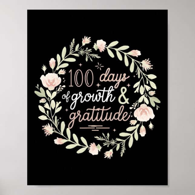 100 dagars tillväxt och Blommigt Boho Poster (Framsidan)