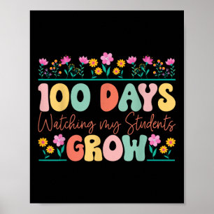 100 dagars växande fläktar Lärare 100-dagarsdag Poster