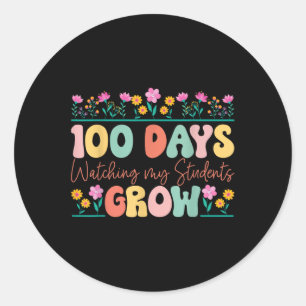 100 dagars växande fläktar Lärare 100-dagarsdag Runt Klistermärke