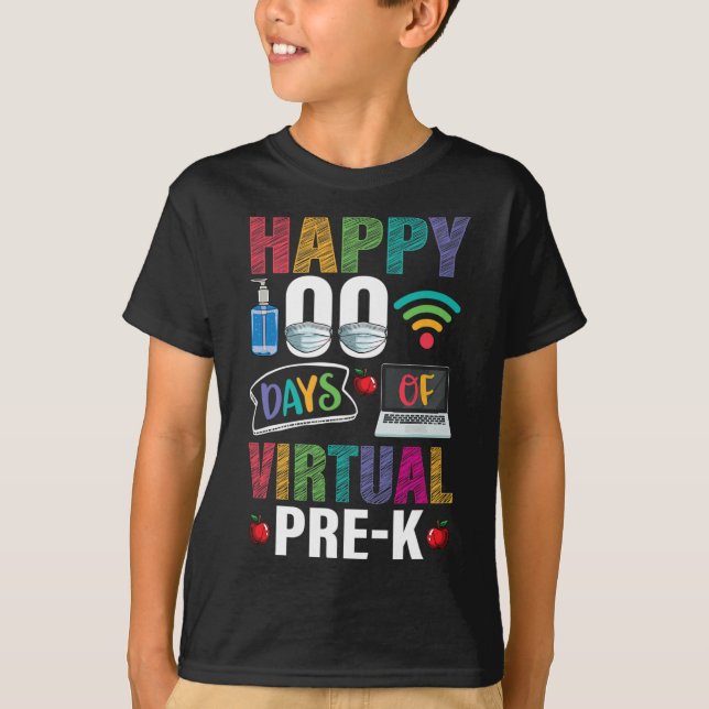 100 dagars Virtuell barnlärare i Student T Shirt (Framsida)