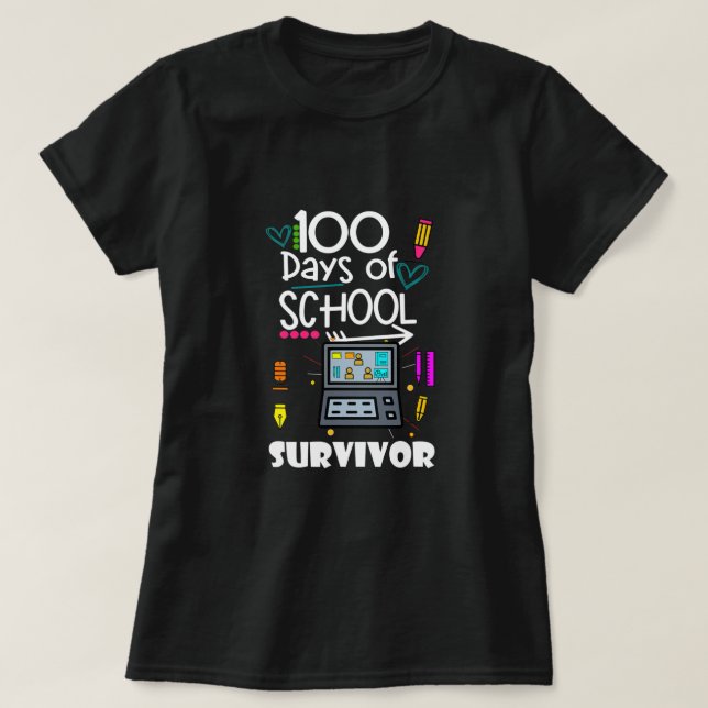 100 dagars virtuell skollärare T-Shirt (Design framsida)
