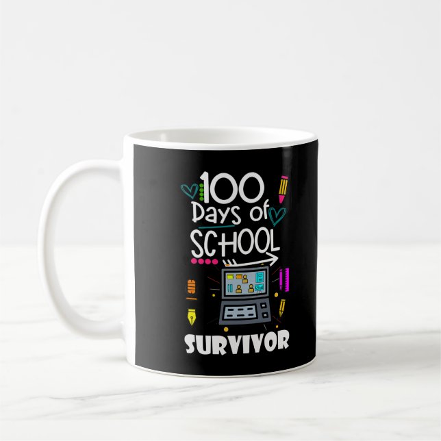 100 dagars virtuell skollärare T-Shirt Kaffemugg (Vänster)
