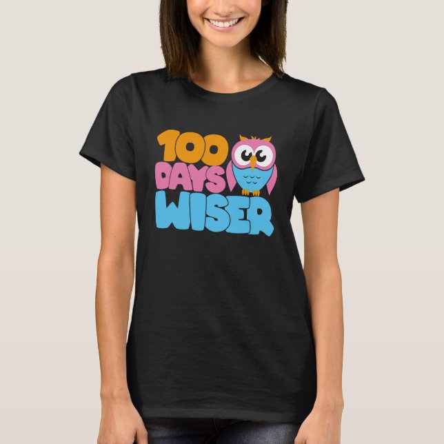 100 dagars Wiser Kids Teacher Lycklig 100 dagar av T Shirt (Framsida)