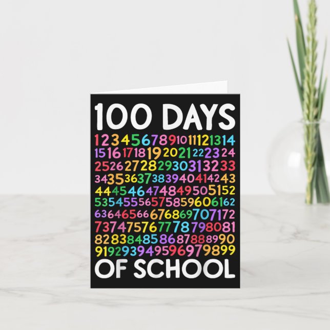 100-dagarsdag för skolbarn 100 dagar att lära sig  kort (Framsida)