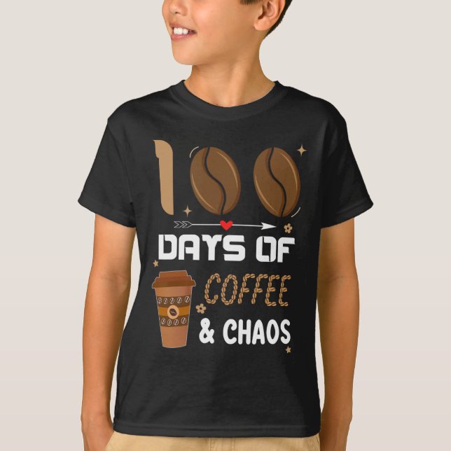 100-dagarsdag för skollärare 100 dagar för kaffe o t shirt (Framsida)