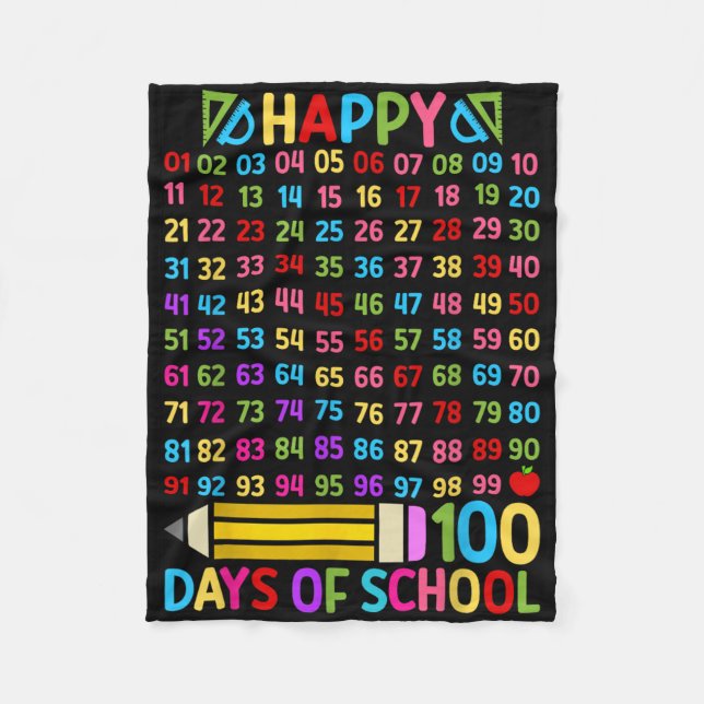 100-dagarsdag för skollärare, 100 dagar, matematik fleecefilt (Framsidan)
