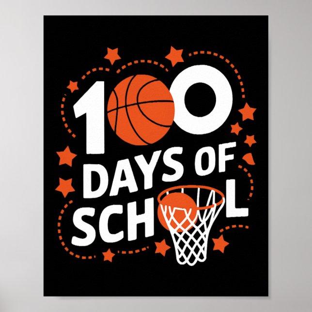 100-dagarsdagen för basketbollens barn 100 dagar poster (Framsidan)