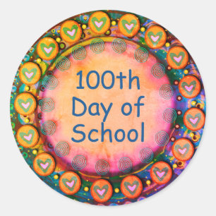 100-dagarsdagen för Gult i skolan Runt Klistermärke
