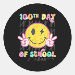 100-dagarsdagen för skolbesök Cute Groovy 100 daga Runt Klistermärke
